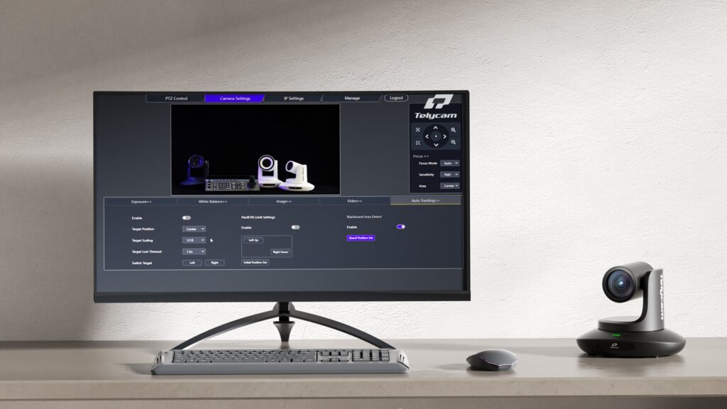 Hands-on control of a PTZ camera via Telycam WebUI